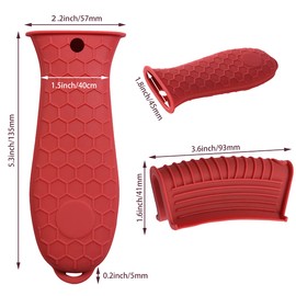 HZMM 4 Pack Silicone Hot Handle Holder, Assist Pan Handle Sleeve Pot Holders Cast Iron Skillets Handles Grip Covers Nonslip Heat Resistant for Pots Enameled Casserole Metal Frying Pans Cookware, Red