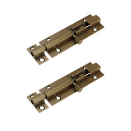 Quluxe 3 Inch Solid Cast Brass Barrel Bolt, Antique Brass Door Slide Latch Lock, Heavy Duty Gate Sliding Bolt Latch- Bronze (Pack of 2)