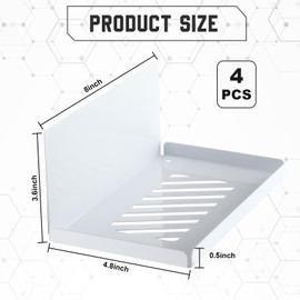 Therwen 4 Pack Magnetic Pegboard Shelves Wall Organizer Metal Peg Board Shelf Pegboard Steel Tray Pegboard Accessories Organizing Tools for Craft Home Kitchen(8 x 4.7 x 3.5 Inches,White)