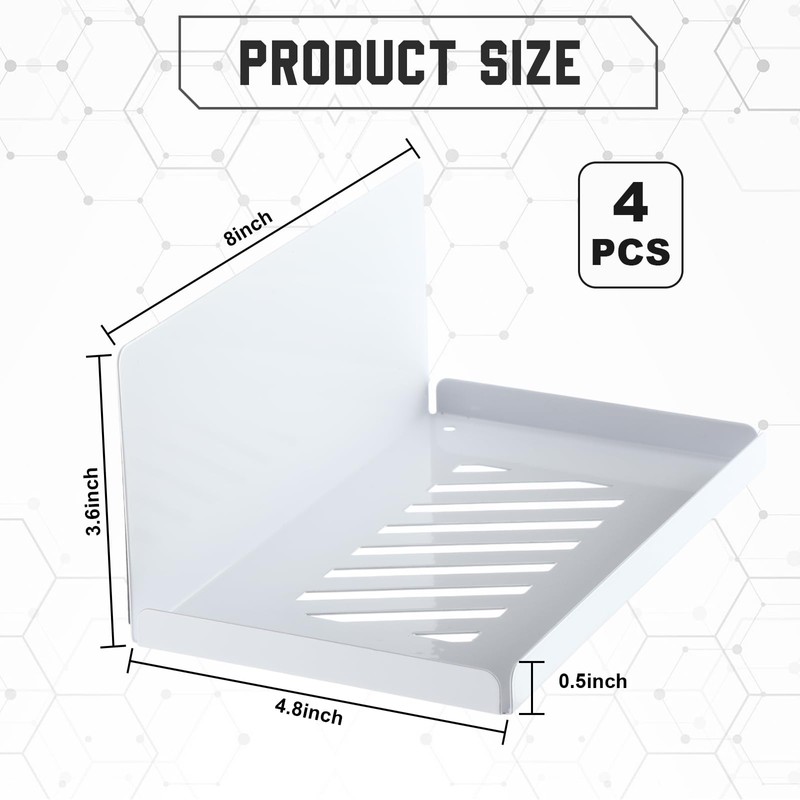 Therwen 4 Pack Magnetic Pegboard Shelves Wall Organizer Metal Peg