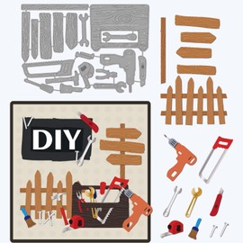 GLOBLELAND 1Set Toolboxes Cutting Dies Metal Labor Tools Fence Die Cuts Embossing Stencils Template for Paper Card Making Decoration DIY Scrapbooking Album Craft Decor
