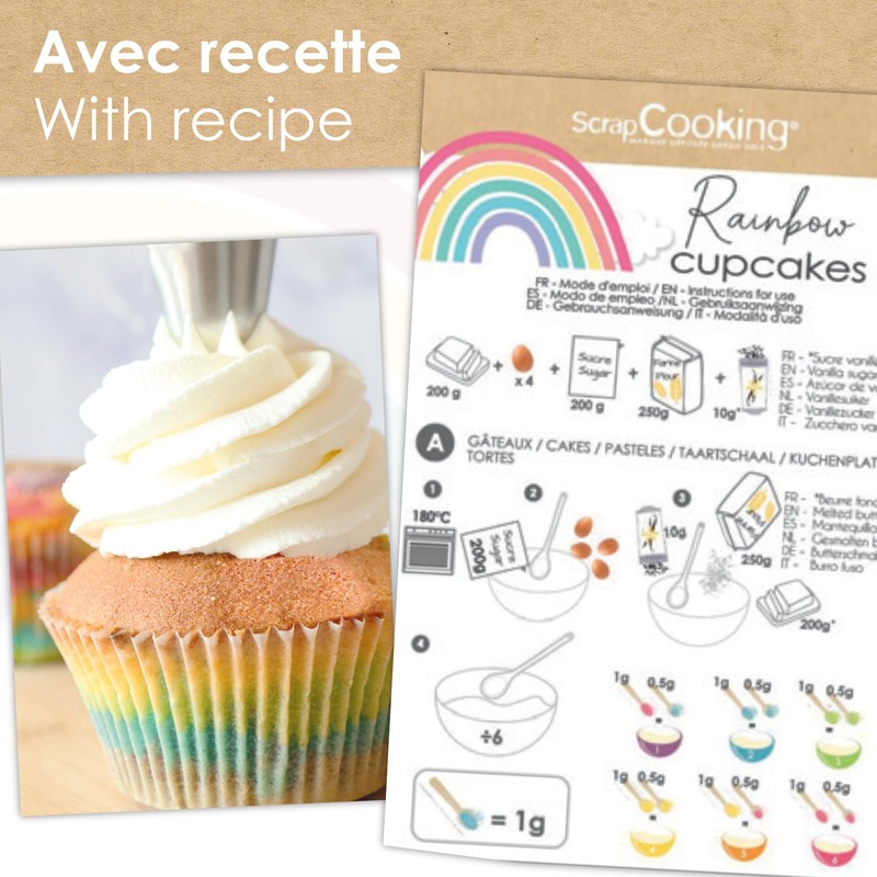 ScrapCooking - Kit Cupcakes Rainbow - con Lievito Colorante, 40