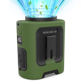 Gewanolla Waist Fan, Portable Fan Rechargeable,4 Speeds 13000RPM Strong Airflow, belt fan with up to 22H of Working Time,Wearable Hands-Free Neck Fan for Outdoor, Hiking,Jobsite, Farms