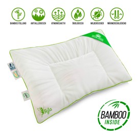 LELEKKA Feja Premium Baby Pillow Flat Pillow with Bamboo Filling and Aloe Vera Cover for Sensitive Skin 40 x 60 cm