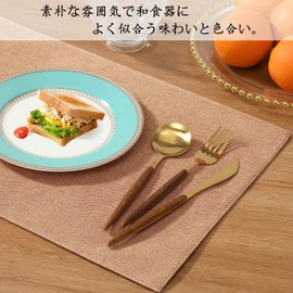 Junichiya Placemat Fabric, Cotton, Linen, Double Layer Fabric, Washable, Solid, Japanese Style, Flexible, Anti-Slip, Insulated, Stylish, Easy to Clean (Width 18.9 x Height 13.0 inches (48 cm) x Height 13.0 inches (33 cm), Set of 2, Champagne Brown)
