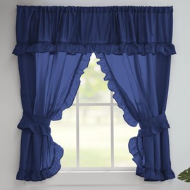 Stoneberry Home® Ruffled Window Curtain Set Polyester Dark Sea