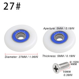 Qikuver 27 mm Shower Door Rollers, Pack of 4 Shower Door Rollers, Shower Cubicle Rollers, Replacement Parts, Shower Cubicles, Shower Door, Sliding Door, Replacement Rollers for Shower Cubicle Door,