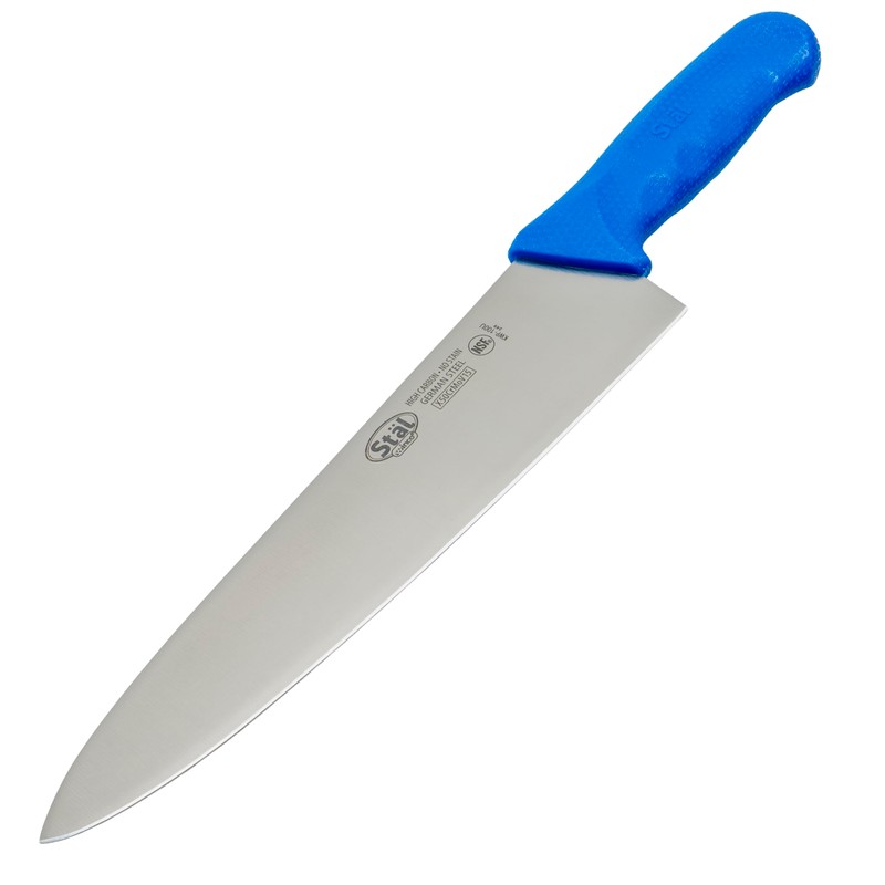 Winco 10" Commercial-Grade Chef's Knife with German Steel Blade, Blue