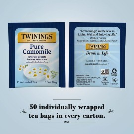Twinings Pure Chamomile Herbal Tea 50 Count Caffeine Free Relaxing Blend