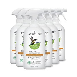 ATTITUDE Multipurpose Kitchen Cleaner, Spray Bottle, Effective Plant- and Mineral-based Formula, Vegan and Cruelty-free, Citrus Zest, 27.1 Fl Oz (10680) (Pack of 6)