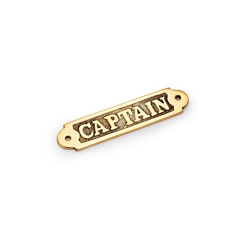 NKlaus Maritime Door Sign Captain Lettering Brass 16 x 3.7