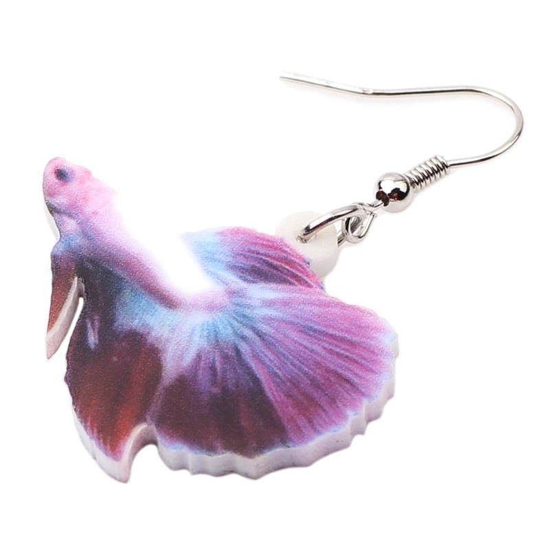 DUOWEI Acrylic Sea Guppy Fish Earrings Colorful Ocean Aniamls Drop