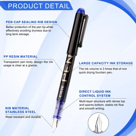 EYEYE Disposable fountain Pens, Fine Point Stainless Steel Nib, Smooth Writing for School Office Supply (Blue-8pack)