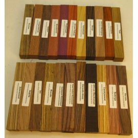 22 Different Exotic Wood Pen Blanks ¾”x5” Cocobolo, Zebrawood, Bocote M-22