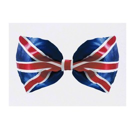 'Union Jack Bow Tie' Temporary Tattoo - Water Resistant, Skin-Safe, Non-Toxic Transfer (TO00076067)