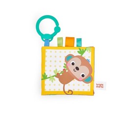 Bright Starts - Libro suave Safari Buddies, páginas de felpa arrugadas con león, mono, elefante y más, primer libro del bebé, unisex, edades 0+