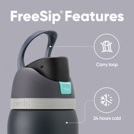 Owala FreeSip Insulated Stainless Steel Water Bottle with Straw for Sports and Travel, BPA-Free, 32oz, Foggy Tide