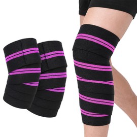 1par Rodilleras gym, vendas para rodillas gym, rodilleras de compresión para levantamiento de pesas, Knee Wraps ajustables para fitness, entrenamiento