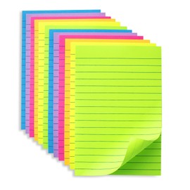 Kozerite (12 Pack) Lined Sticky Notes 4x6 in Post Ruled Stickies Super Sticking Power Memo Pads Bright Colors