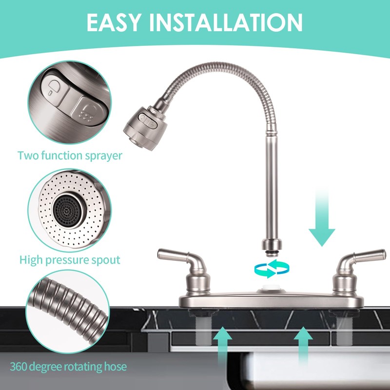 RV Kitchen Faucet Non-Metallic, Flexible Spout for Campers, Motorhomes, Travel