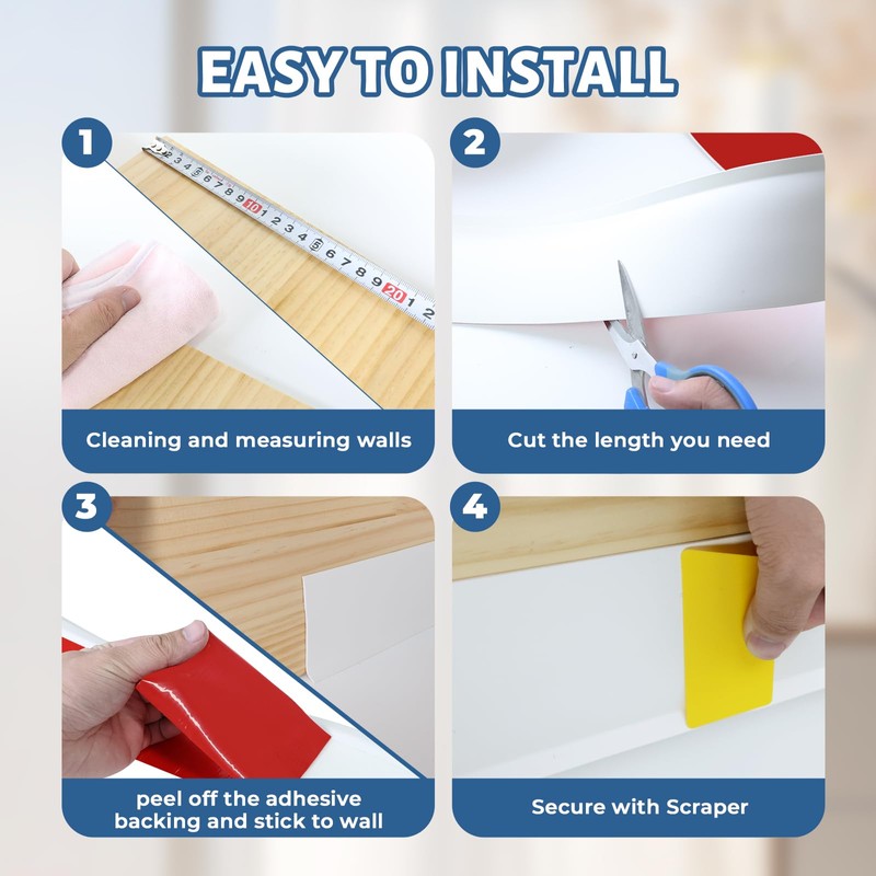 VUAOHIY White Wall Molding Trim, 4 Inch x 20 FT