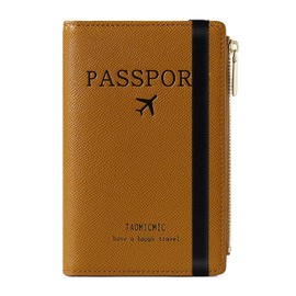 Passport Holder with RFID Blocker, Protective Case for Credit Cards, Passport, ID and Travel Documents, Travel Accessories/Travel Organiser, Multi-Compartment Zipped Wallet, brown, rfid wallet