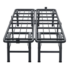 VIPSHOW 14 Inch Twin Metal Bed Frame Folding Bed Frame Tool-Free Assembly Mattress Foundation No Box Spring Needed Platform 2500lbs Heavy Duty Steel Slats, Noise-Free, Easy Assembly, Black
