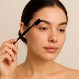 6 Stück Kanten-Kontrollpinsel, Augenbrauenpinsel, doppelseitiger Rand, Augenbrauen, Wimpern, geeignet für Männer, Frauen und Kinder, Fächerförmiger Kamm, mit Kamm