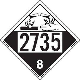 Labelmaster ZEZ42735 UN 2735 Corrosive Hazmat Placard, E-Z Removable Vinyl (Pack of 25)