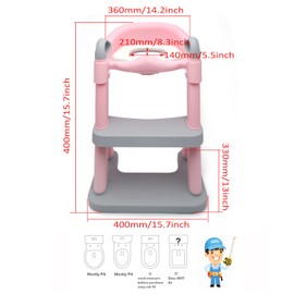 XKMT- Pink Toddler Potty Training Seat Ladder Wider Step Toilet Chair Infant Kid Bathroom Trainer