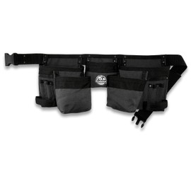 Graintex 11 Pocket Finisher Tool Belt, Premium Quality Rip-stop Canvas for Constructors, Electricians, Plumbers, Handymen (Black, 11 Pocket)