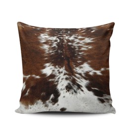 SALLEING Custom Fashion Home Decor Pillowcase Tri Color Brown Cowhide European Square Throw Pillow Cover Cushion Case 26x26 Inches One Sided Print