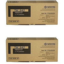 Kyocera 1T02J00US0 Model TK-342 Black Toner Cartridge; Compatible with FS-2020D Printers; Estimated Yield 12000 Pages, Pack of 2
