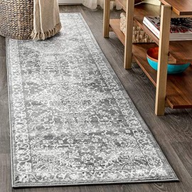 JONATHAN Y Modern Persian Vintage Medallion, Country Bed,Kitchen,Living Rooms Area Rugs, 2 X 8, Light Grey (MDP100A-28)
