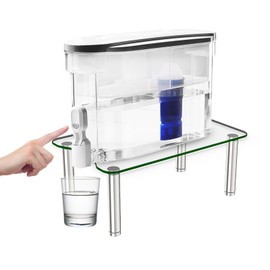 MAYJOY Water Dispenser Stand, Clear Tempered Glass Water Filter Stand for Countertop, Compatible with Brita Water Pitcher & Zerowater Pitcher, Perfect for Iced Beverage Dispenser in Kitchen