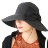 DreamHats Straw Hat with Large Bow (With Folding Button) UV