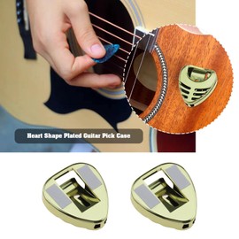Create idea 4Pcs Guitar Pick Holder Replacement Guitar Plectrum Case Guitar Plucked Case Guitar Accessories 32x36x11mm /1.25"x1.41"x0.43" Gold&Silver