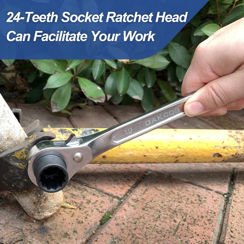 DAKCOS 19mm×22mm OR 3/4"×7/8" 12 Point Double Ended Socket Ratcheting