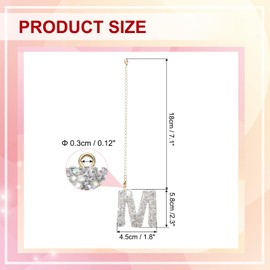 PATIKIL Letter Bag Charm, Bling Glitter Letter Charm Initial Letter Keychains for Woman Bag Accessories Backpack Tote Bag Cup DIY Crafts, White, m Shape