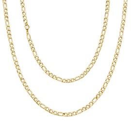 Viwind Men's Figaro Chain Necklace Men's 3/5/7/9 mm Hip-Hop Chain 45-55 cm 18 K Gold Plated / Silver Colour Stainless Steel Figaro Chain 1 + 3 Link Chain for Boys Men, Stainless Steel