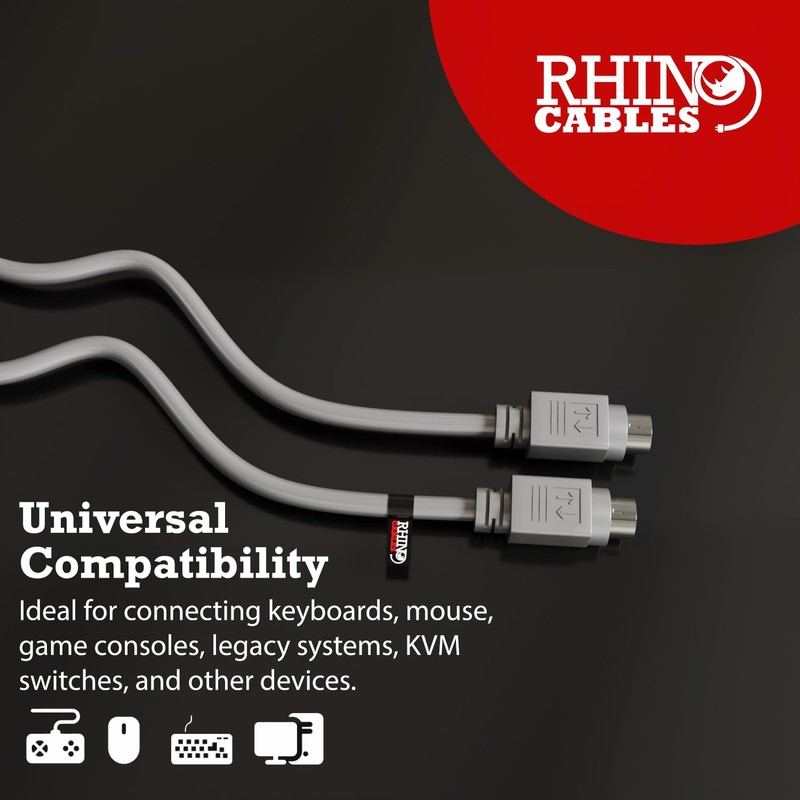 rhinocables - PS/2 Male to Male Data Cable | Durable
