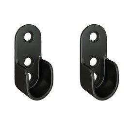 MS Beschläge Wall Bracket 1 Pair Clothes Rail Holder Coat Rail Holder Black Metal Holder Wall Mount Wardrobe Rail Holder