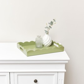 Melody Maison Rectangle Olive Green Scalloped Tray