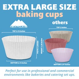 Muffin Liners for Baking - 200pcs White EXTRA LARGE SIZE Cupcake Liners Baking Supplies, Thick Jumbo Parchment Paper Sheets Cute Cups, Greaseproof Pan Liner Wrappers Kitchen Accessories