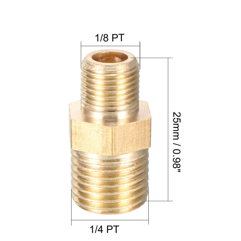 TOP-VIGOR 5Pcs Brass Pipe Fitting, Hex Nipple 1/4 BSP Male
