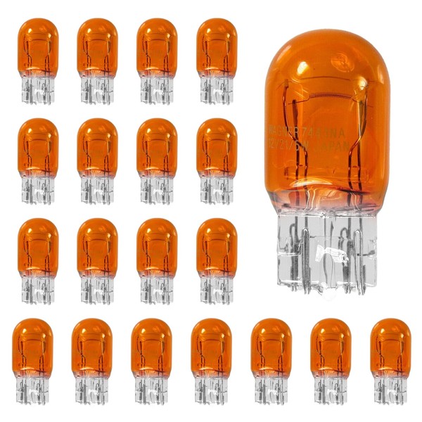 SWQS 7443 Brake Light Bulb, Automotive Amber Miniature Mini T20
