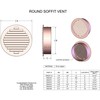 1.5" Round Louvered Copper Insert Vent with Screen