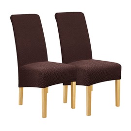 Lellen XL Size Stretch Chair Covers for Dining Room Large Dining Room Chair Slipcovers Dining Chair Covers Kitchen Reusable Parsons Side Chair Slipcover Soft Protector Set of 2,Brown