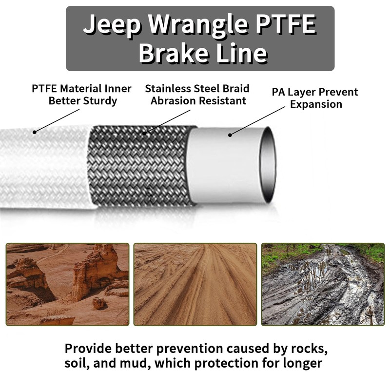MuRealy 89715 Extended Brake Lines Kit - Stainless Steel Braided