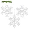 com-four® 3 x large decorative snowflakes pendant, transparent 30 cm